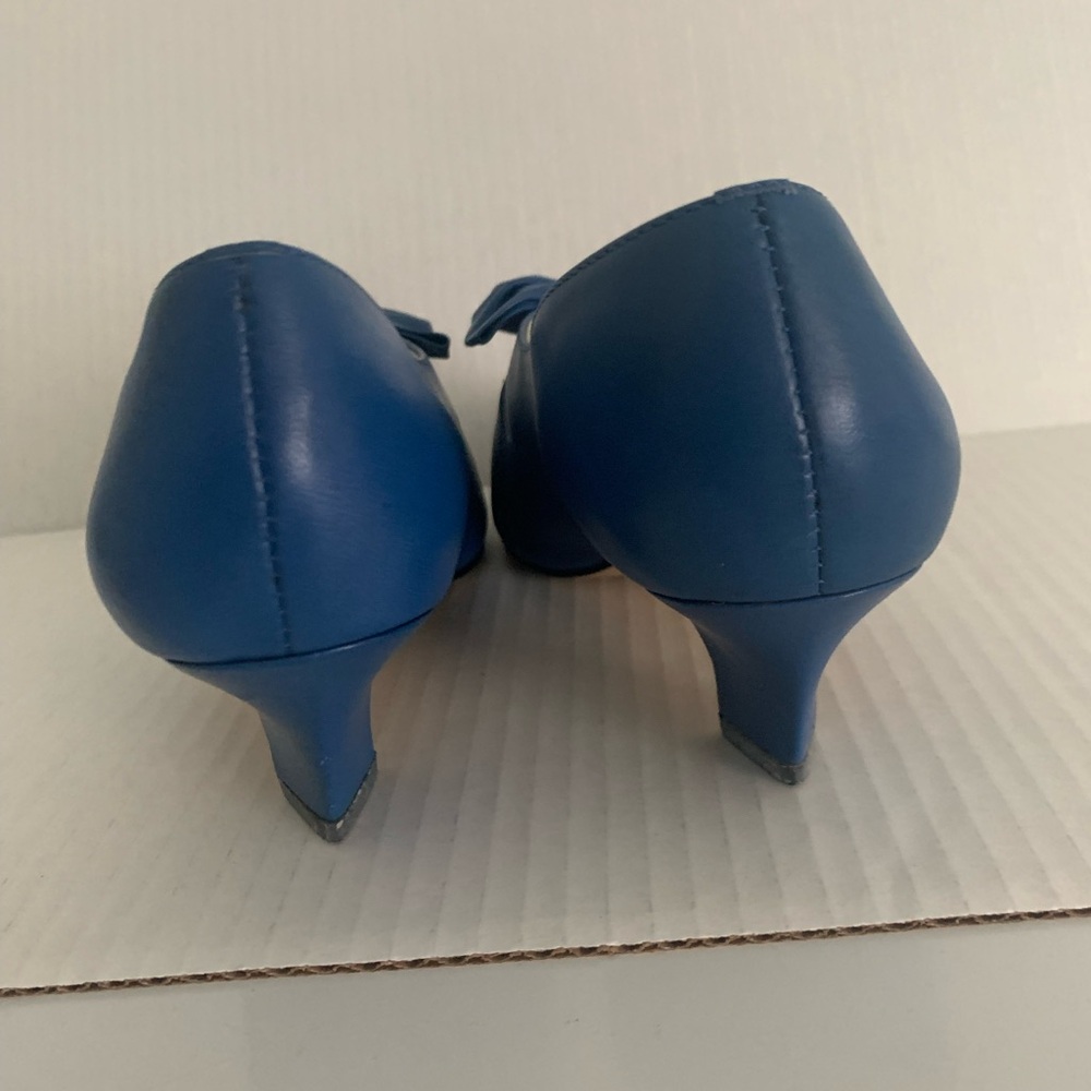 Nicole women’s blue leather pumps shoes with bow size 6.5 - Picture 3 of 8